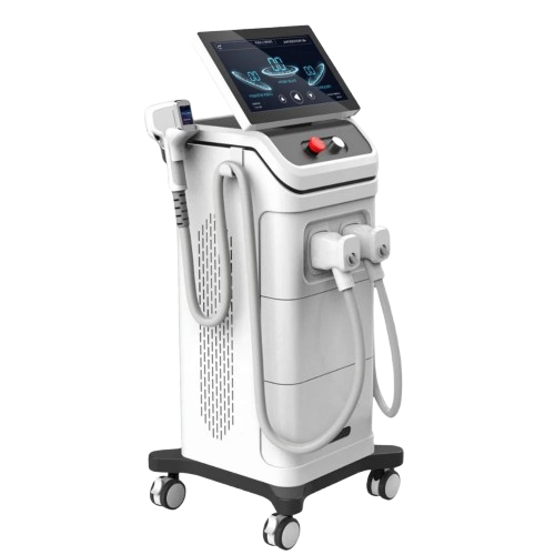 White CT scanner with patient table